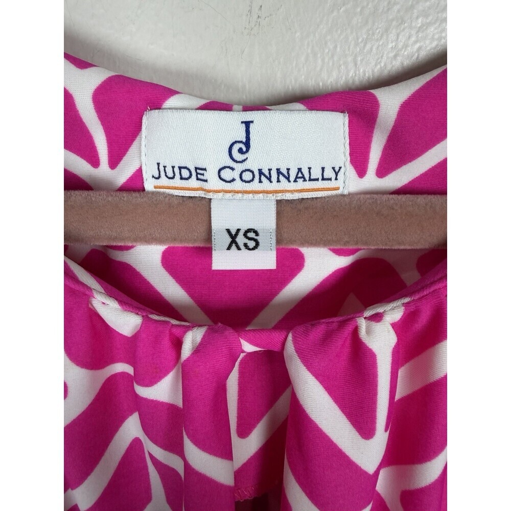 Jude Connally Lisa Maxi Dress Size XS Pink White Geometric Halter Keyhole Stetch - Picture 4 of 6